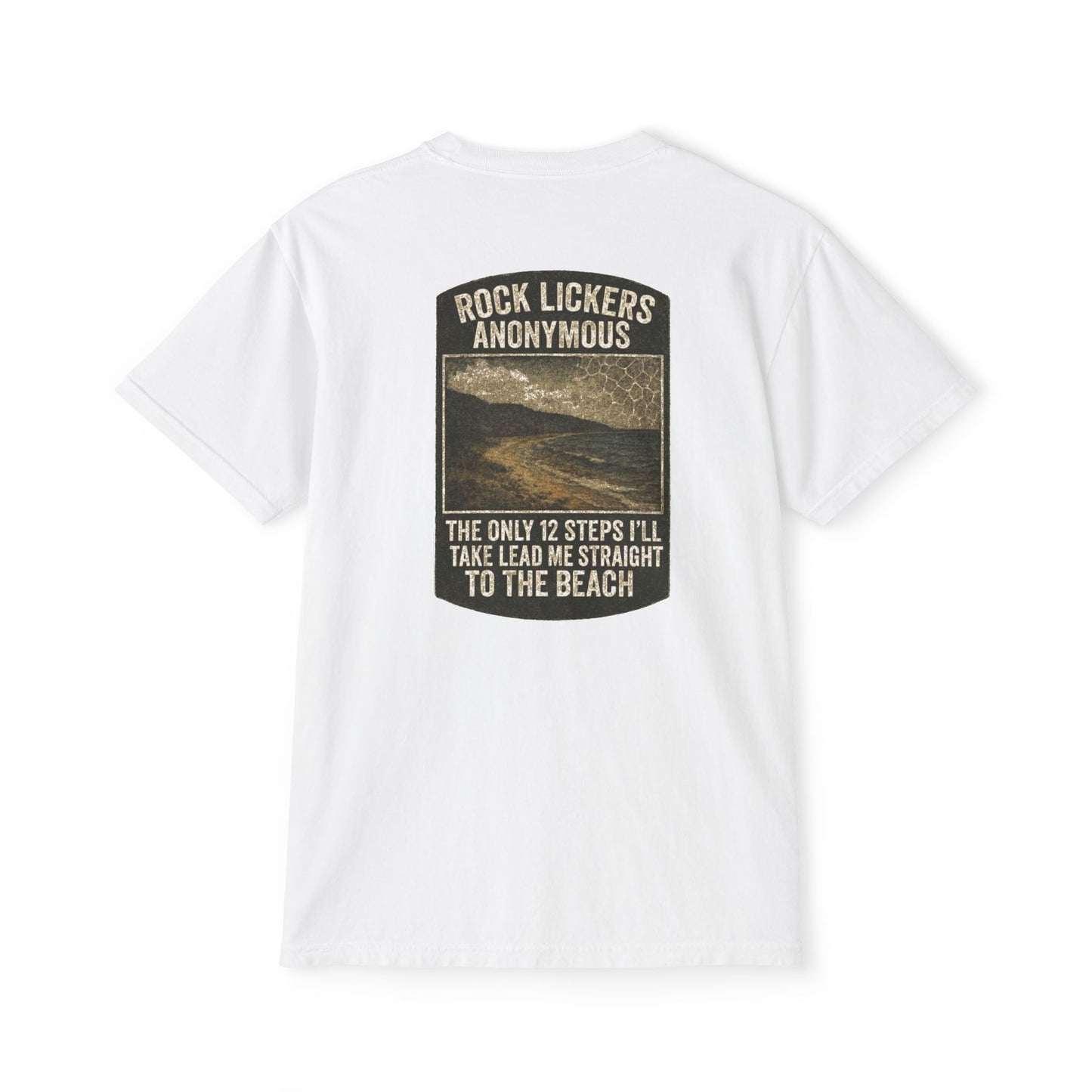 Rock Lickers Anonymous – 12 Steps to the Beach Tee