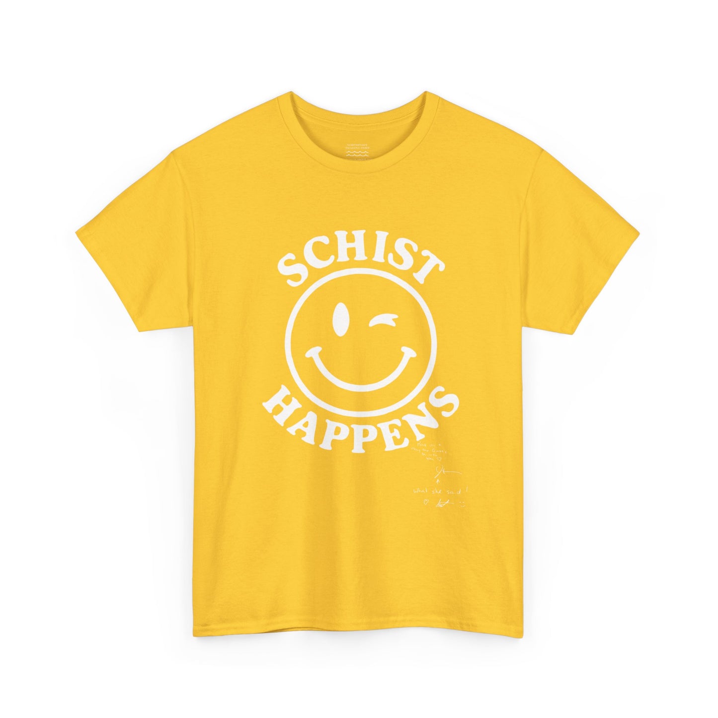 Schist Happens – Snarky Rock Tee In White