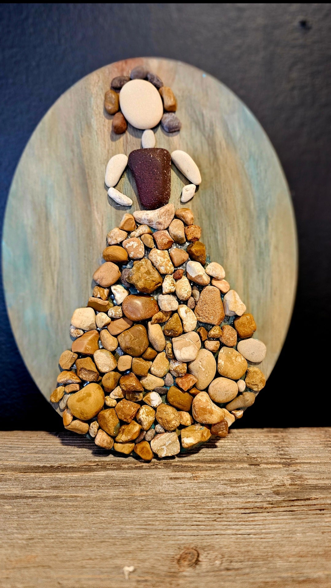 Pebble Art Lady In Red