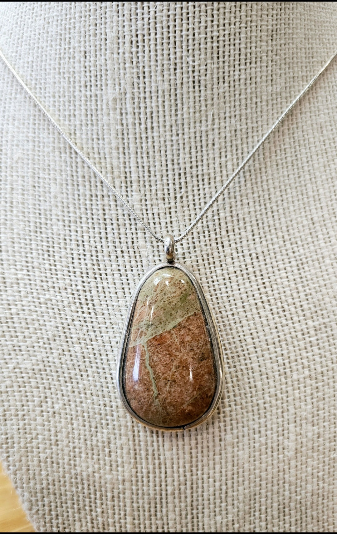 Large Unakite In .925 Sterling Silver