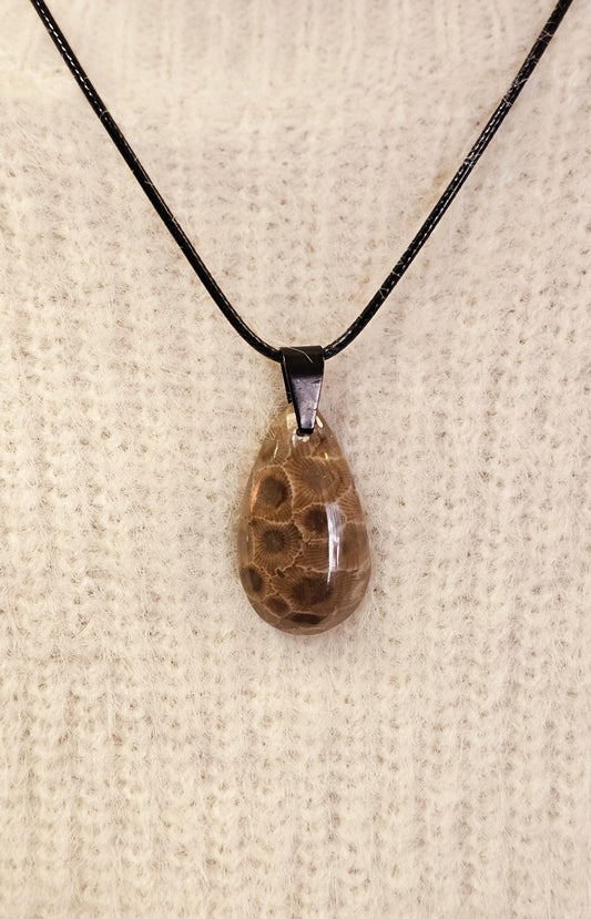 Tear Drop Petoskey Pendant