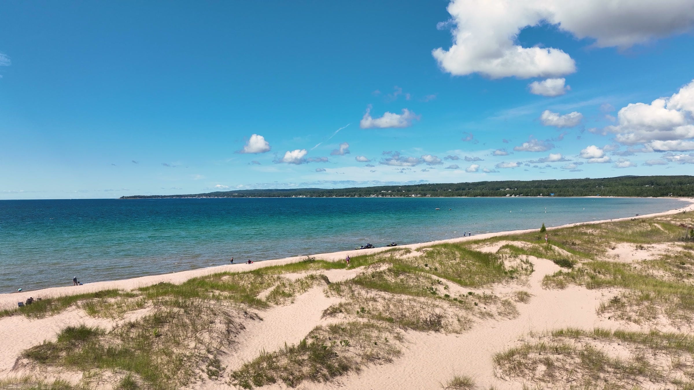 Lake Michigan dunes and shoreline in summer