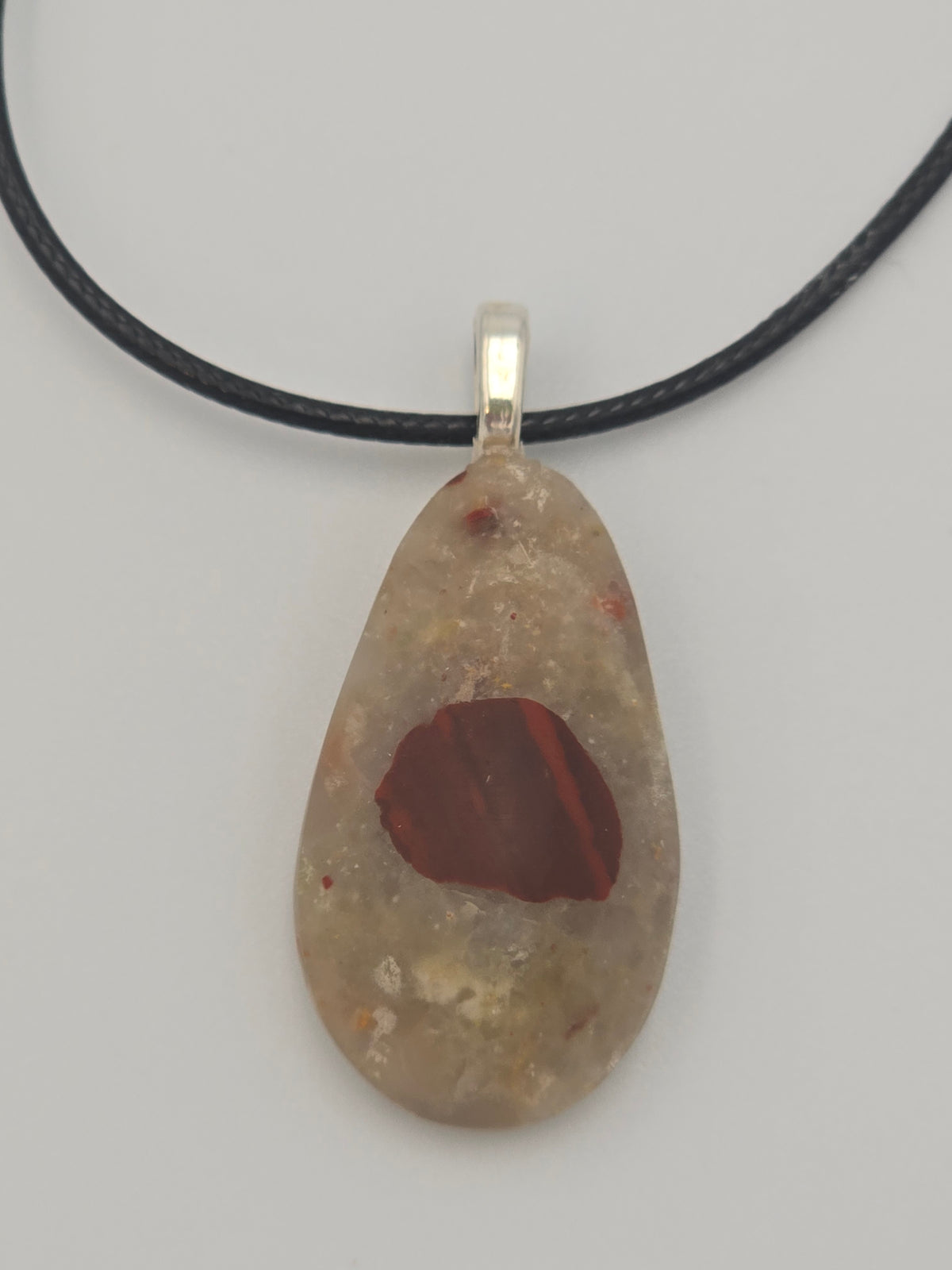 Pudding Stone Teardrop Pendant #01